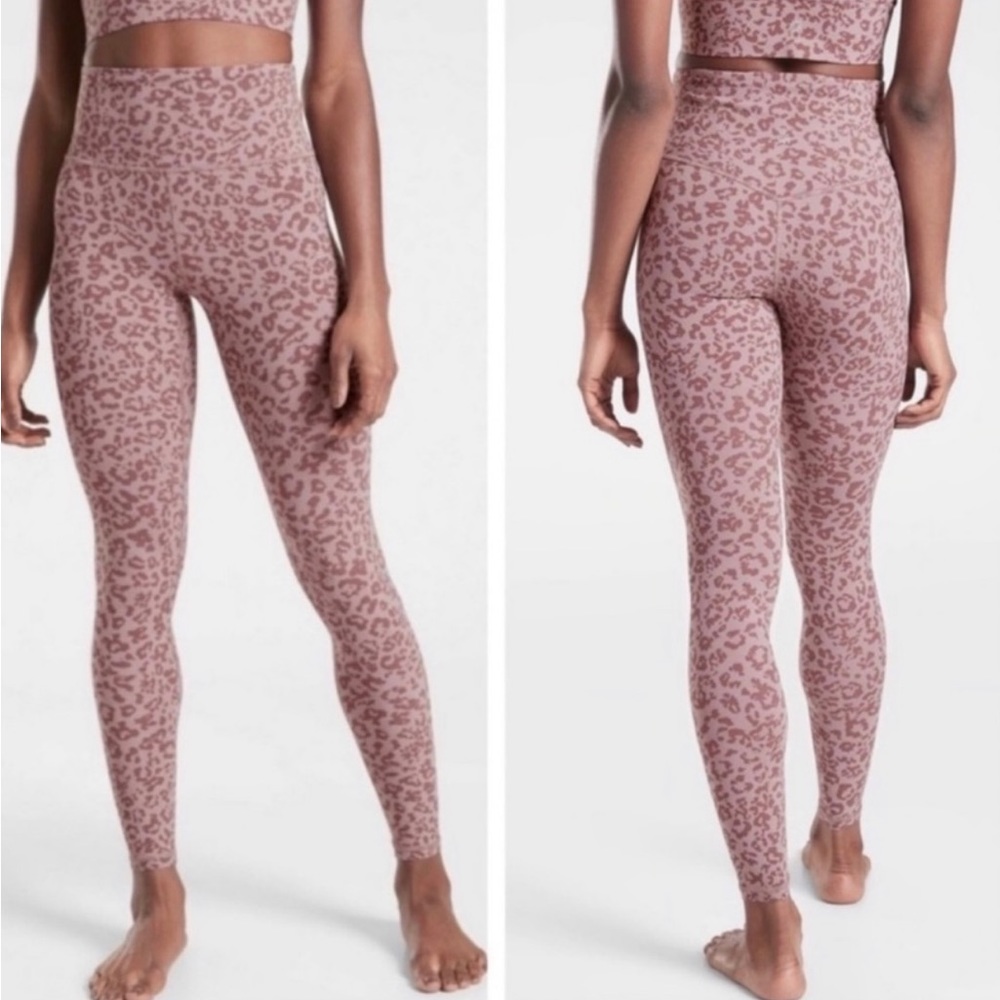 Athleta Leopard Elation Ultra High Rise Tight Flora Mauve 7/8 Legging